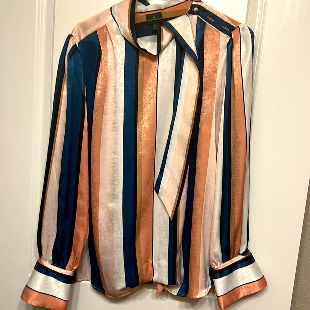 Worthington multi colored vertical stripe blouse